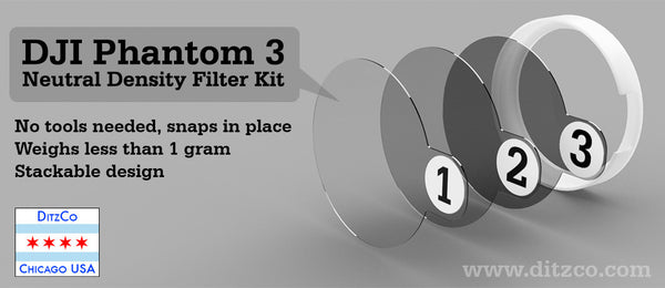 3-Pack Neutral Density Filter Kit for DJI Phantom 3 Quadcopter Drone